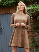 Women Solid Cable Knit Dress