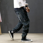 Fashion Men Jeans Vintage Ripped Harem Retro  Loose Fit Hip Hop Jogger Jeans