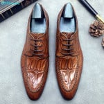 Luxury Men Formal Shoes Italian Designer Crocodile Leather Oxford Shoes