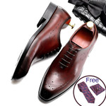 Men dress shoes bullock genuine leather lace up oxford shoes