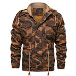 Men Leather Jackets Winter Fleece Thick Warm Hooded Camo Jacket Premium Quality