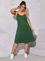 Women Plus Size Solid Midi Cami Dress