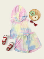 Girls Tie Dye Hoodie And Dolphin Shorts Set