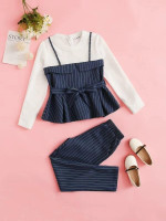 Girls 2 In 1 Striped Top & Pants Set