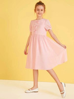 Girls Bow Front Flare Dress
