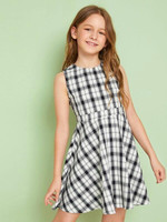Girls Fit And Flare Plaid Dress