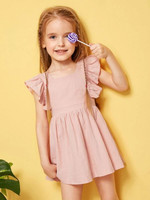 Toddler Girls Ruffle Trim Solid Dress