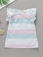 Toddler Girls Ruffle Sleeve Random Stripe Dress