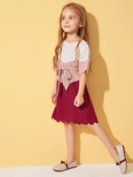 Toddler Girls Cut And Sew Scallop Trim Belted Dress