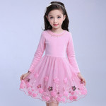 Girls Long Sleeve Floral Lace Dress
