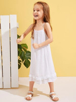 Toddler Girls Swiss Dot Ruffle Hem Slip Dress