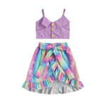 Kids Girl Vest Tops and Ruffles Skirts 2pcs