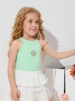 Toddler Girls Floral Embroidery Halter Top