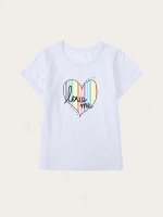 Toddler Girls Heart And Striped Tee