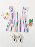 Toddler Girls Striped Peplum Top