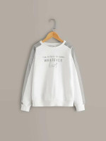 Girls Two Tone Slogan Graphic Pullover