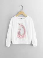 Girls Lace Appliques Animal Pullover