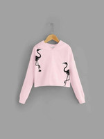 Girls Flamingo Print Hoodie Sweatshirt
