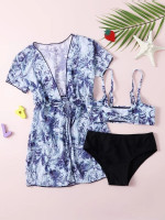 3pack Toddler Girls Tie Dye Bikini Swimsuit With Kimono