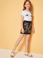 Girls Flower Embroidered Skirt