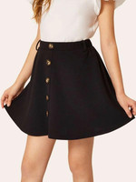 Girls Single Breasted Front Flared Skirt