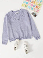 Girls Raglan Sleeve Pointelle Knit Sweater