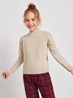 Girls Mock Neck Textured Sweater