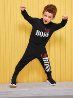 Toddler Boys Letter Print Hoodie With Sweatpants