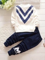 Toddler Boys Chevron & Letter Graphic Sweatshirt With Pants