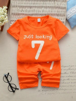 Toddler Boys Letter Print Tee With Shorts