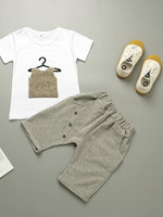 Toddler Boys Printed Tee With Striped Pants