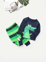 Toddler Boys Cartoon Graphic Top With Striped Pants