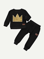 Toddler Boys Crown Print Sweatshirt & Pants