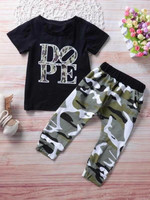 Toddler Boys Letter Graphic Tee With Camo Pants