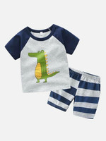 Toddler Boys Cartoon Graphic Tee With Striped Shorts