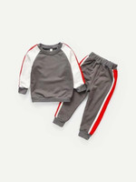 Toddler Boys Contrast Panel Sweatshirt With Pants
