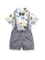 Toddler Boys Bow Front Cartoon Print Jumpsuit & Overalls
