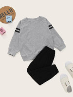 Toddler Boys Letter Print Raglan Sleeve Sweatshirt With Sweatpants