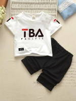 Toddler Boys Letter Graphic Tee With Shorts