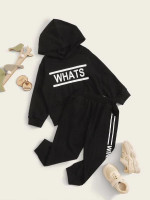 Toddler Boys Letter Graphic Hoodie With Side Stripe Sweatpants