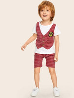 Toddler Boys 2 In 1 Tee With Plaid Shorts