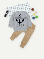 Toddler Boys Anchor & Letter Print Sweatshirt With Pants