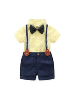 Toddler Boys Bow Tie Shirt With Suspender Shorts