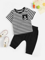 Toddler Boys Striped Tee With Pants