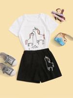 Toddler Boys Unicorn Print Tee With Shorts