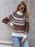 Women High Neck Fair Isle Sweater