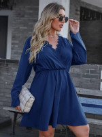 Women Plus Size Contrast Lace Wrap A-line Dress