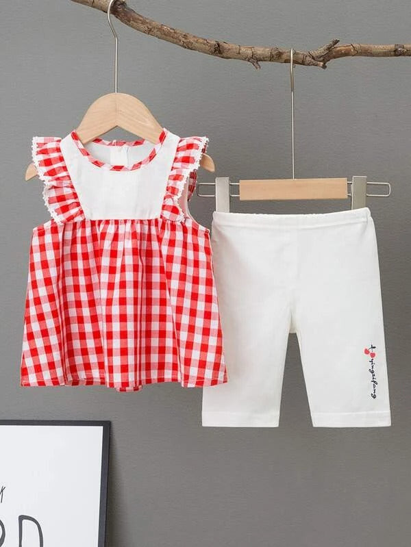 Toddler Girls Gingham Ruffle Detail Top & Shorts Set
