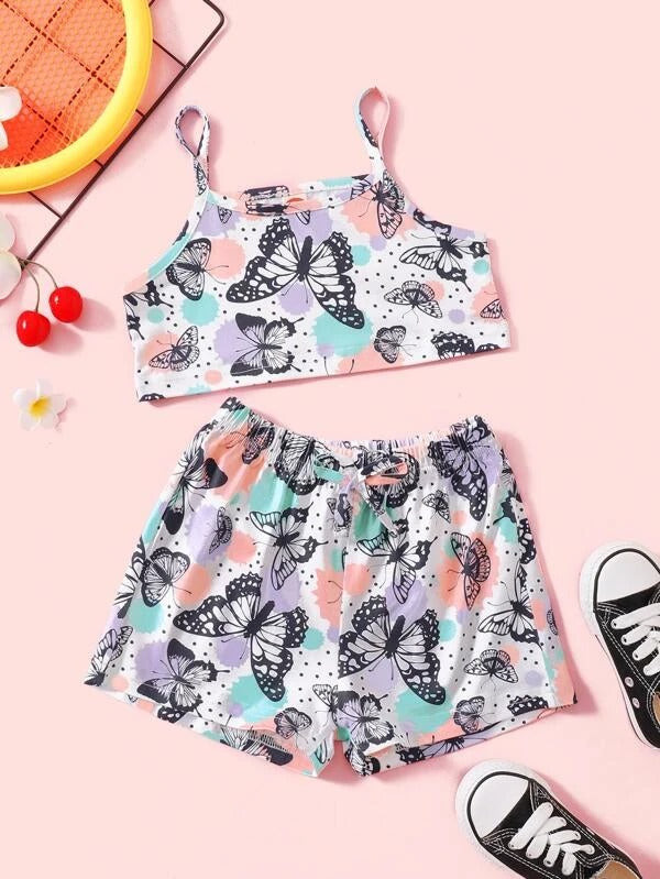 Toddler Girls Butterfly Print Cami Top & Shorts