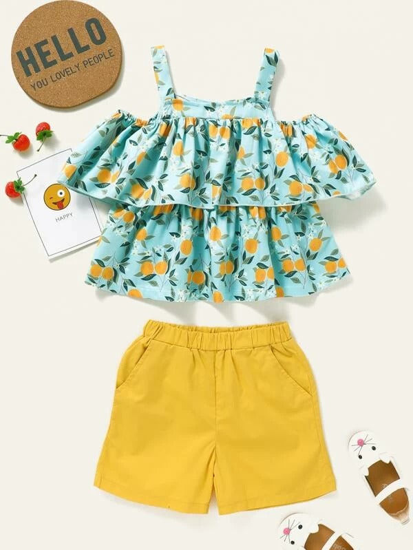 Toddler Girls Fruits Print Cami Top & Shorts
